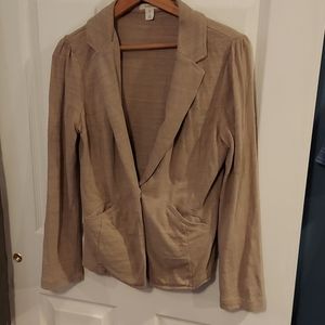 Caslon Cotton 1 Button Tan Cotton Blazer Jacket MP